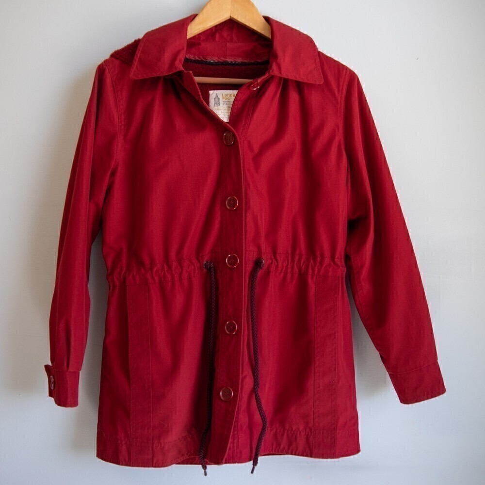 London Fog red hooded coat-6